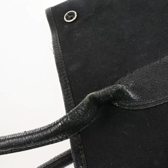 HERMES Logo Garden File 37 Hand Tote Bag Canvas Leather Black Silver 69FA285 - Picture 3 of 16